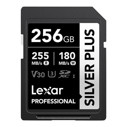 Tarjeta de Memoria Lexar 256GB Professional SILVER PLUS UHS-I SDXC Class 10 U3 V30 Flash Memory Card Plata