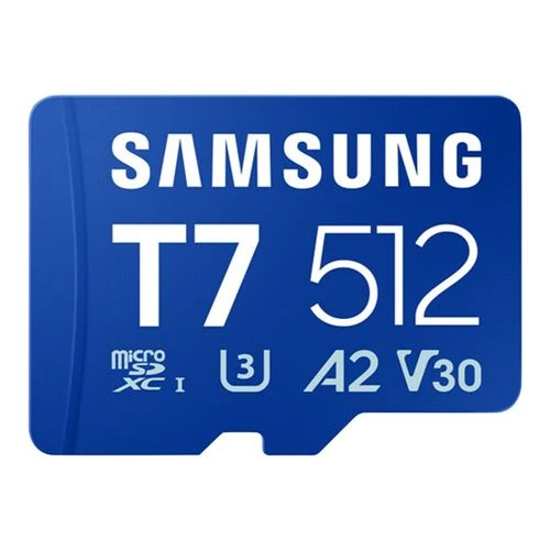 Tarjeta de Memoria Samsung T7 512GB microSDXC Card UHS-I Flash Memory Card Class 10 U3 V30 A2 Memory Card