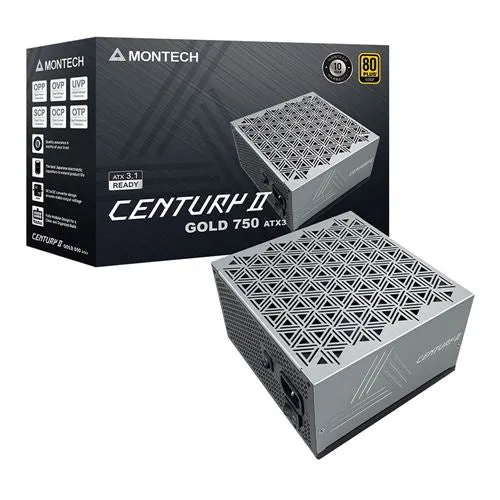Fuente de Poder Montech CENTURY II - 750W - 80 Plus Gold - Fully-Modular - ATX