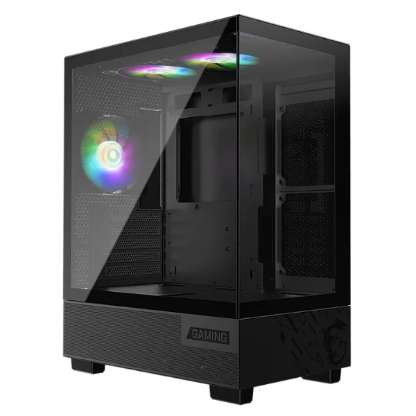 Case MSI MAG PANO M110A Mid Tower Micro-ATX - 3 Ventiladores ARGB 120mm - Vidrio Templado - USB Type-A - Negro