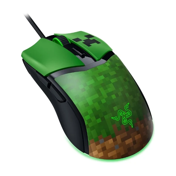 Mouse Gamer Razer Cobra Minecraft Edition Cableado USB - Sensor Óptico 8500 DPI - 6 Botones - RGB Chroma - RZ01-04650200-R3M1 - Verde