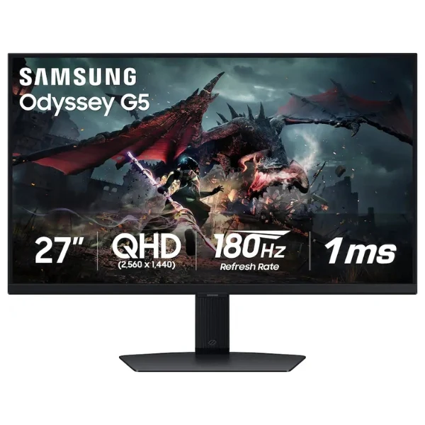 Monitor Gamer Samsung Odyssey G5 G50D 27" QHD 2560x1440 180Hz IPS 1ms FreeSync/G-Sync HDR400 HDMI-DP - LS27DG500ENXZA - Negro