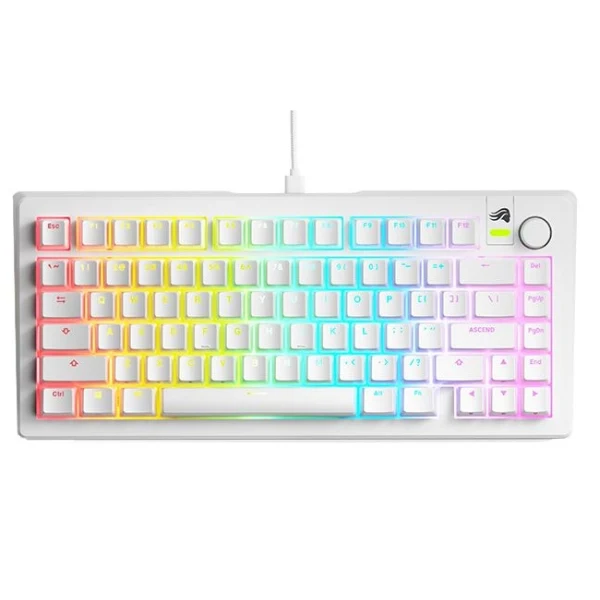 Teclado Mecánico Gaming Glorious GMMK 3 75% Blanco Hot-Swap Fox Linear