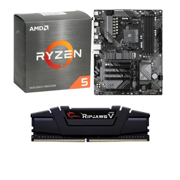 Kit para PC: Procesador AMD Ryzen 5 5500 6 Núcleos 19MB Cache + Tarjeta Madre GIGABYTE B550 Eagle WiFi6 Socket AM4 DDR4 + Memoria RAM G.Skill Ripjaws V 16 GB DDR4-3200