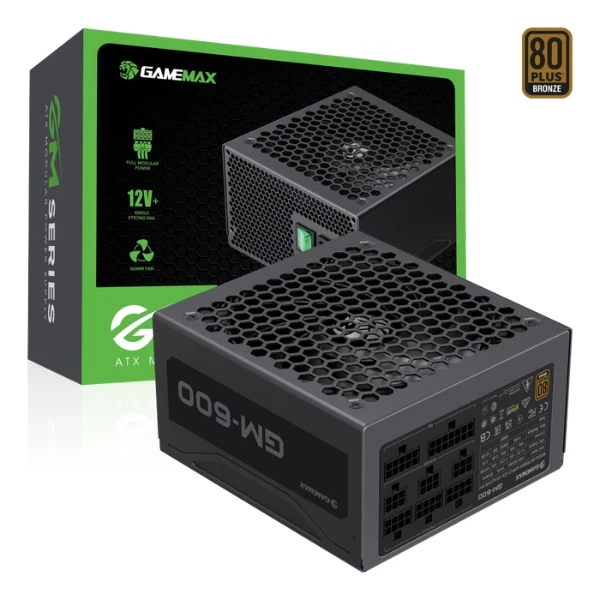 Fuente de Poder Gamemax GM-600W Gaming - 600W - 80 PLUS Bronze - Semi Modular - Blanco