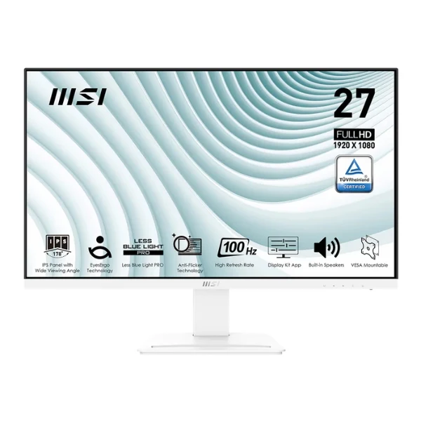 Monitor MSI PRO MP273AW 27" - FHD 1920x1080 - IPS - 100Hz - Blanco - 9S6-3PB4CH-088