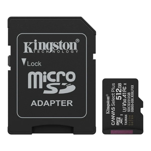 Memoria Micro SD Kingston Canvas Select Plus 512GB Clase 10 UHS-I con Adaptador - SDCS3/512GB
