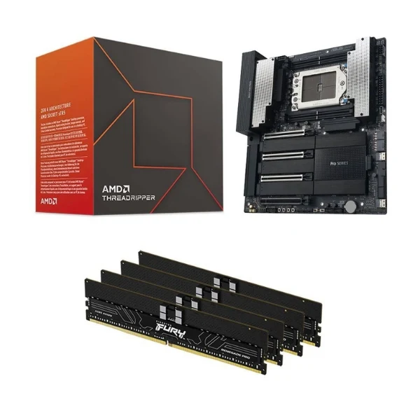 Kit para PC: Procesador AMD Ryzen Threadripper 7960X 4.20GHz 128MB Cache + Tarjeta Madre ASUS TRX50-SAGE Pro WS WiFi A sTR5 CEB + Memoria RAM Kingston Fury Renegade Pro 128 GB DDR5-5600