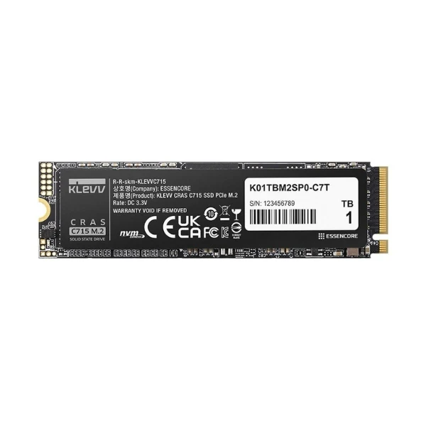 Disco Duro SSD KLEVV CRAS C715 1TB 3D TLC NAND PCIe Gen 3 x4 NVMe M.2 2280 Internal