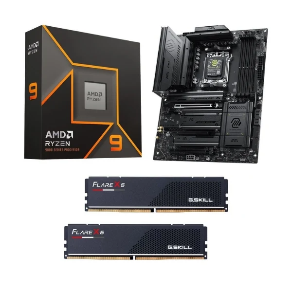 Kit para PC: Procesador AMD Ryzen 9 9900X 12 Núcleos 4.40GHz 64MB Cache + Tarjeta Madre MSI X870E MAG Tomahawk Max WiFi Socket AM5 DDR5 ATX + Memoria RAM G.Skill Flare X5 Series 32 GB DDR5-6000