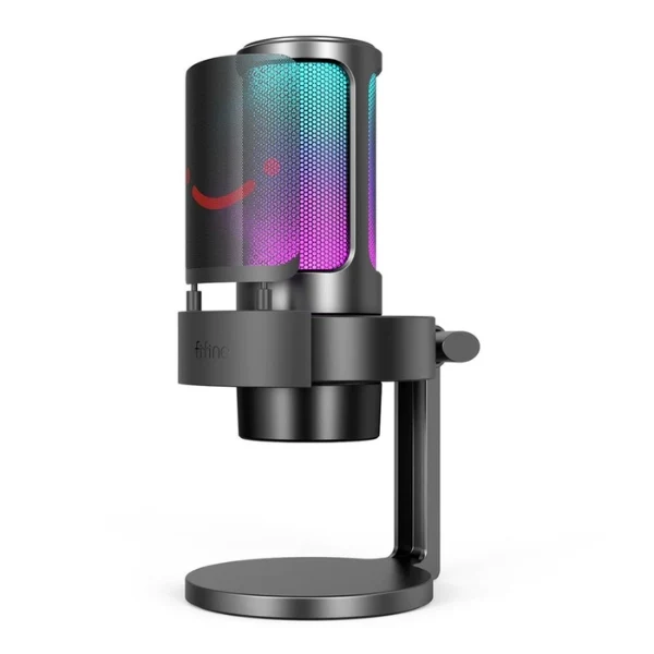 Micrófono FiFine AmpliGame A8 Condensador USB RGB Cardioide Con Mute Touch