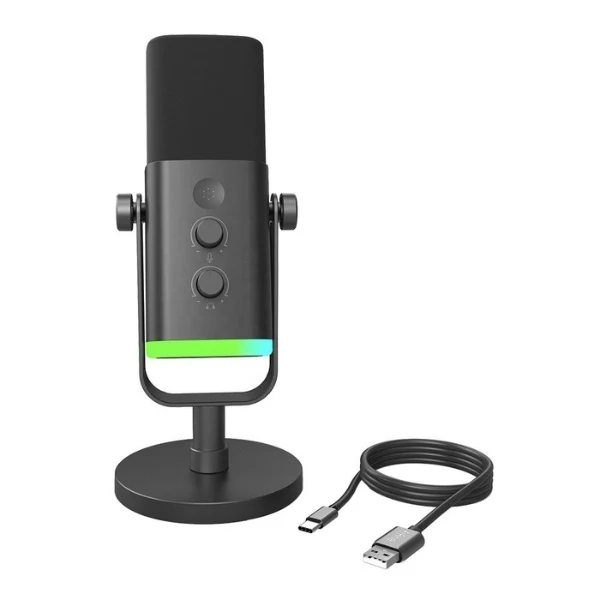 Micrófono FiFine AM8 Dinámico XLR USB RGB Cardioide Con Soporte
