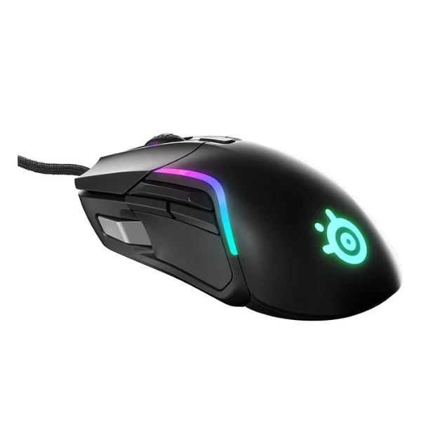 Mouse gaming cableado SteelSeries Rival 5 ergonómico RGB 18000 DPI con 9 botones programables - 62551 - Negro