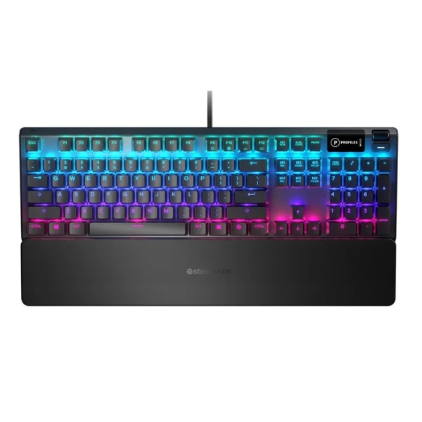 Teclado gaming cableado SteelSeries Apex 5 RGB con pantalla OLED y switches Hybrid Blue - 64532 - Negro