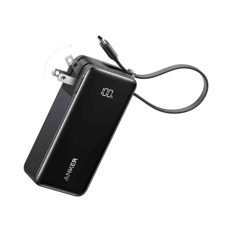 Power Bank Anker Fusion 65W con Cable USB-C Integrado y Pantalla LED