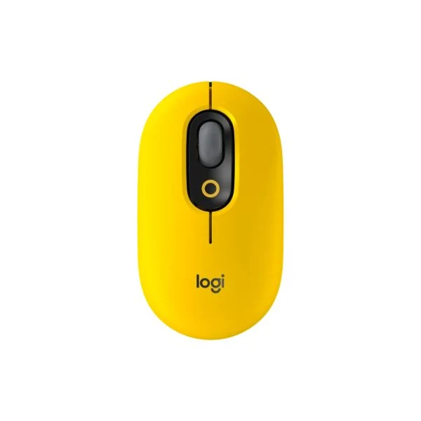 Mouse Logitech POP Emoji - 1000 DPI - 3 Botones - Inalámbrico - Bluetooth - SilentTouch - Amarillo