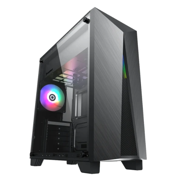 Case gaming GAMEMAX NOVA N6 - Mid Tower - ATX - Negro - USB + ARGB - HD Audio - Fan trasero - Vidrio templado
