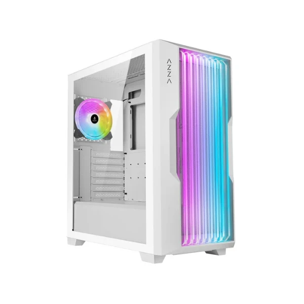 Case Azza Gaming Guardian Glass ATX MID Tower/ 2xUSB/ TYPE C/ HD Audio / 12CM ARGB/ Frontal Malla Lateral Vidrio Blanco
