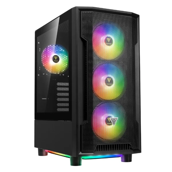 Case Gamdias Gaming Athena M6 LITE ATX/ 3xUSB/ HD Audio / 4xFAN ARGB 12CM/ Frontal Malla Lateral Vidrio Negro