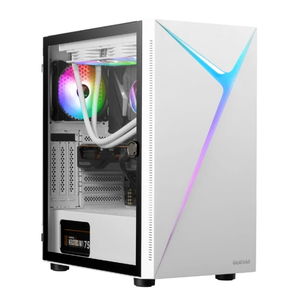 Case Gamdias Gaming ARGUS E4 Elite ATX/ 3xUSB/ HD Audio / FAN ARGB 12CM/ Lateral Vidrio Templado Blanco