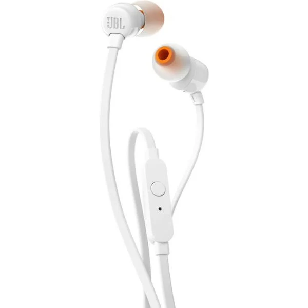 Audífonos JBL TUNE110 In-Ear 3.5mm - Micrófono Integrado - Control Remoto - Cable Plano - Blanco - JBLT110WHTAM