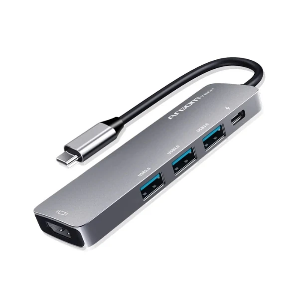 Hub Argom 5 en 1 USB-C - HDMI 4K - USB 3.0/2.0 - Carga PD 60W - One Axess - ARG-UB-0185