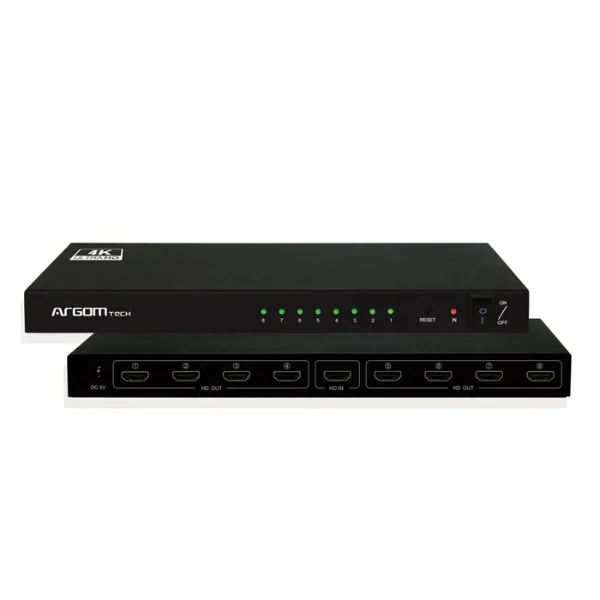 Splitter HDMI Argom 1x8 4K Ultra HD - 8 Canales - Full HD 3D - 255MHz - Plug & Play - ARG-AV-5118