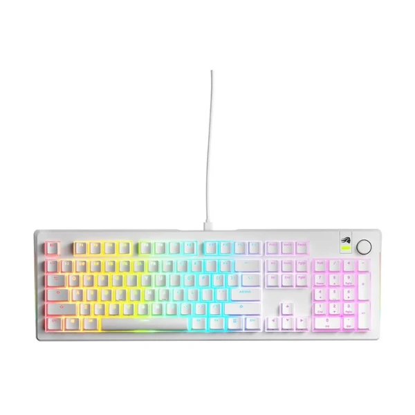 Teclado Gaming Mecánico Glorious GMMK 3 100% RGB Cableado - GMMK3-100-PB-FO - Blanco