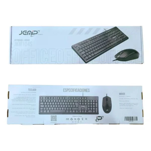 Combo Teclado y Mouse Jemip Office JKM104S - USB - Español - Negro