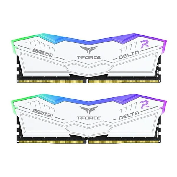Memoria RAM TeamGroup T-FORCE DELTA RGB ECO 32GB (2x16GB) DDR5 6000MHz PC5-48000 CL28 Dual Channel – Para PC (White)