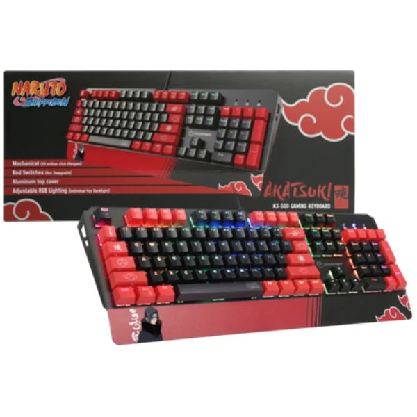 Teclado Naruto Checkpoint KX-500 Akatsuki USB, Mecánico, RGB