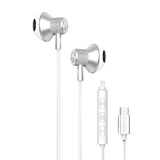 Audífonos Argom Ultimate Sound Aura Type-C Blanco ARG-HS-2032WH con Micrófono y Control Integrado