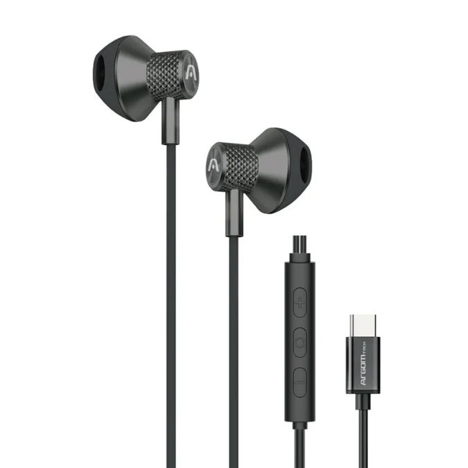 Audífonos Argom Ultimate Sound Aura Type-C Negro ARG-HS-2032BK con Micrófono y Control Integrado