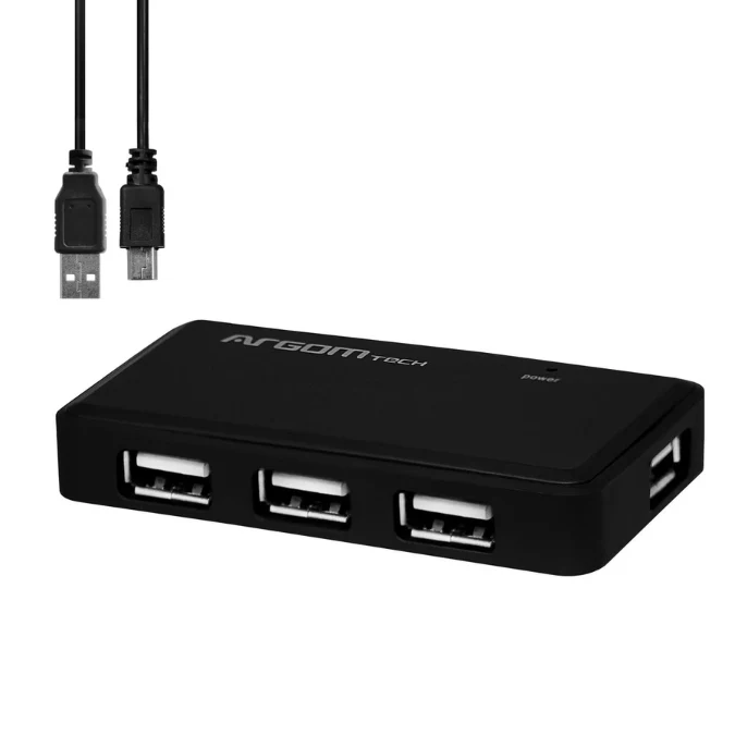 Mini Hub Argom 88H 4 Puertos USB 2.0 Negro ARG-UB-0088