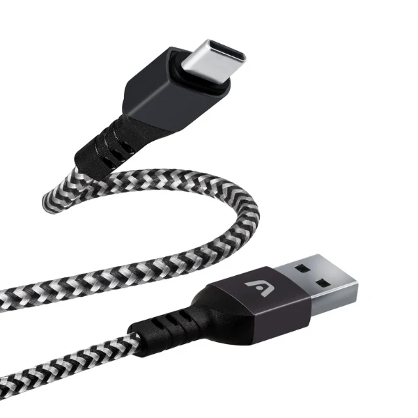 Cable de Carga Argom Dura Form Type-C a USB 2.0 - 2.4A - Nylon Trenzado 1.8M - Negro