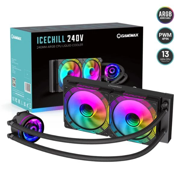 Enfriador Líquido GameMax IceChill 240V BK - 240mm - ARGB - Intel/AMD