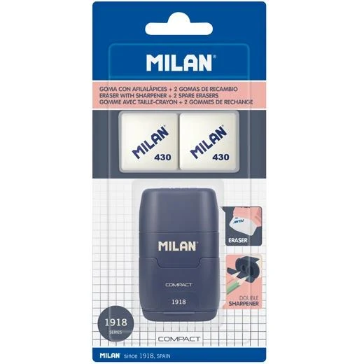 MILAN AFILABORRA COMPACT SERIE 1918 + 2 GOMAS DE RECAMBIO BLÍSTER AZUL