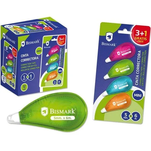 BISMARK CINTA CORRECTORA MINI 5MMX6M NEÓN -BLISTER-