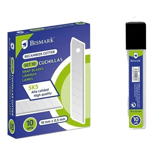 BISMARK REPUESTO CUTTER 18MM / CUCHILLA FRACTURABLE CAJITA DE 10 CUCHILLAS