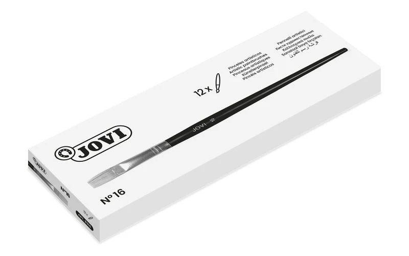 Jovi Pinceles Artisticos Planos Pelo de Cerda Nº 16 - Pelo Natural - Mango de Madera - Punta Plana