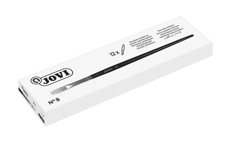 Jovi Pinceles Artisticos Planos Pelo de Cerda Nº 8 - Pelo Natural - Mango de Madera - Punta Plana