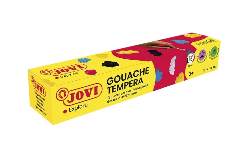 Jovi Gouache Estuche de 5 Botes de Tempera Escolar 35ml - Mezclables - para Papel, Cartulina, Madera