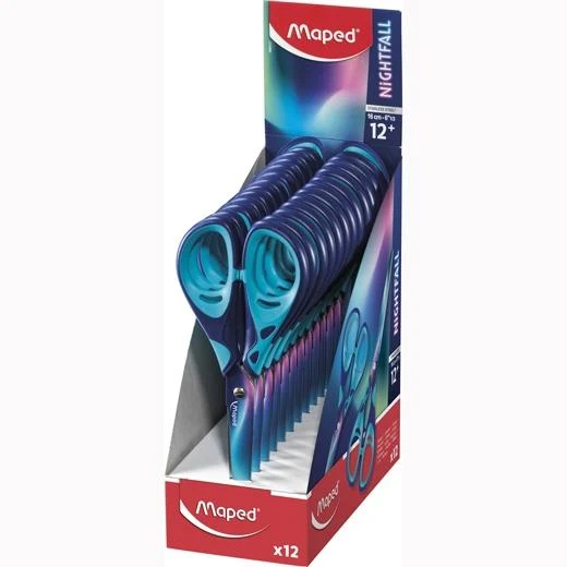 MAPED TIJERAS NIGHTFALL 16CM MULTICOLOR C/12U