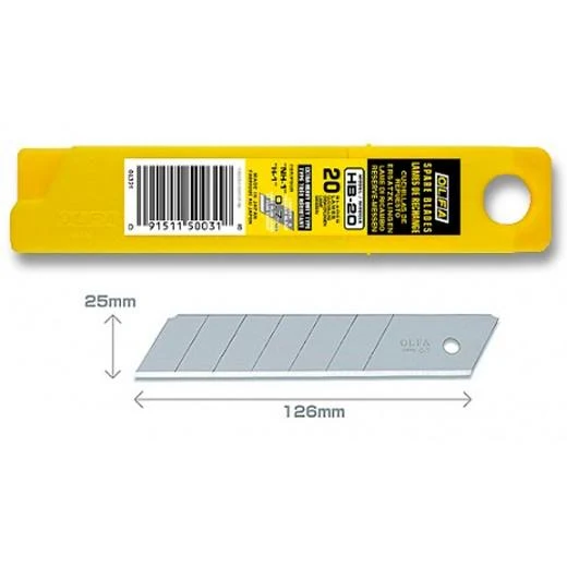 OLFA REPUESTO CUTTER 100X25MM / CUCHILLA FRACTURABLE 20 CUCHILLAS