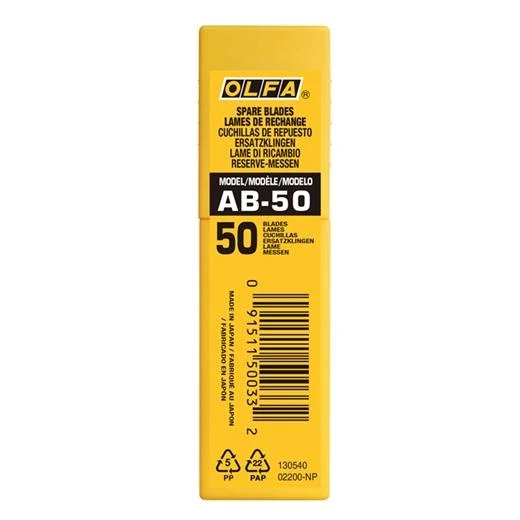OLFA REPUESTO CUTTER 9MM / CUCHILLA FRACTURABLE 50 CUCHILLAS