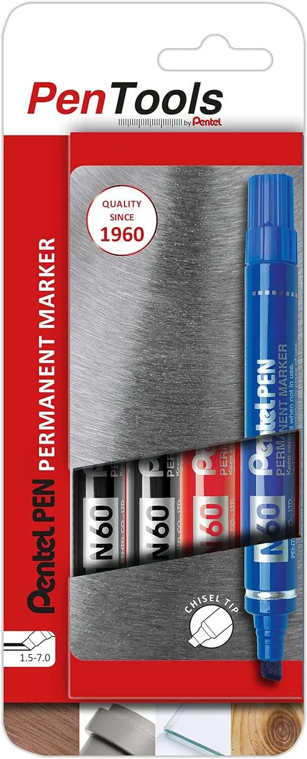 Pentel PenTools Rotuladores Permanentes Industriales Pentel Pen N60 - Punta Biselada Resis