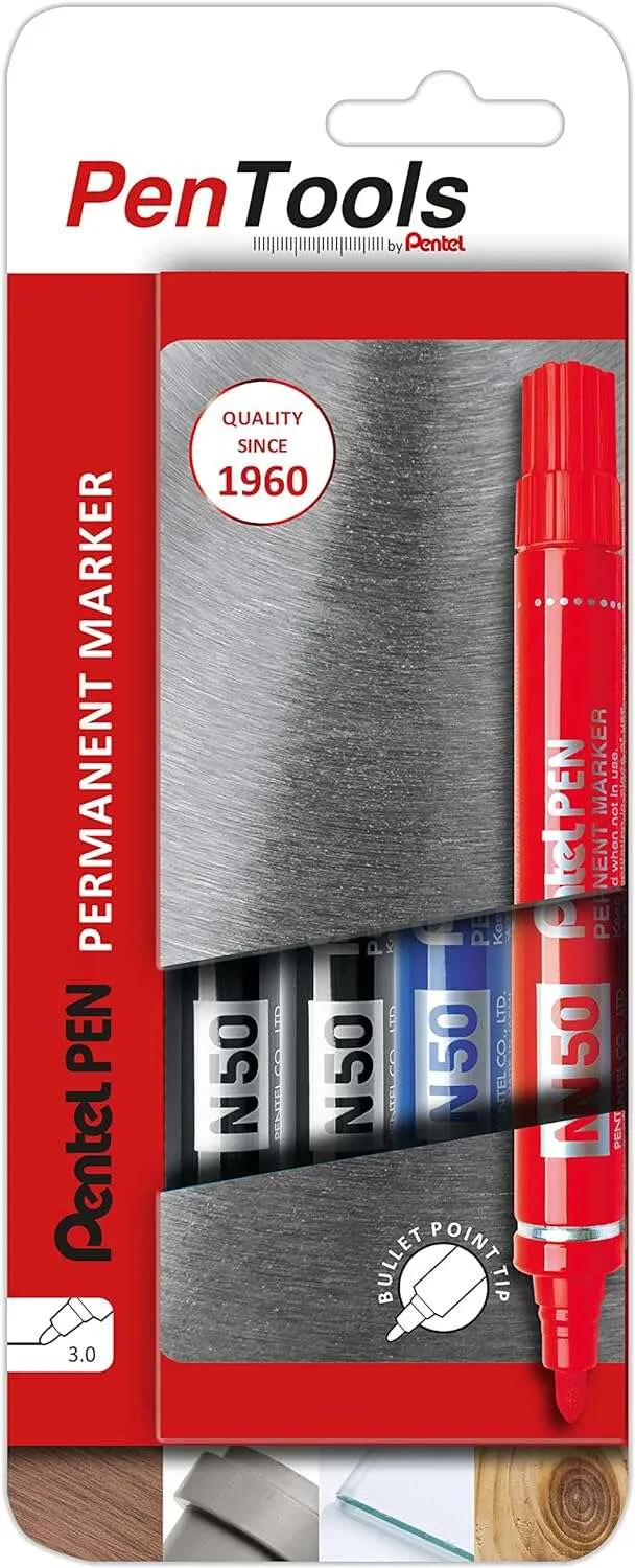 Pentel PenTools Rotuladores Permanentes Industriales Pentel Pen N50 - Punta Conica Resiste