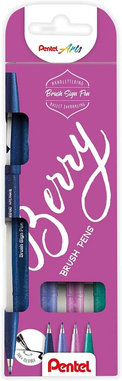 Pentel Brush Sing Pen Berry Rotuladores con Punta de Pincel - Lineas Finas o Gruesas depen