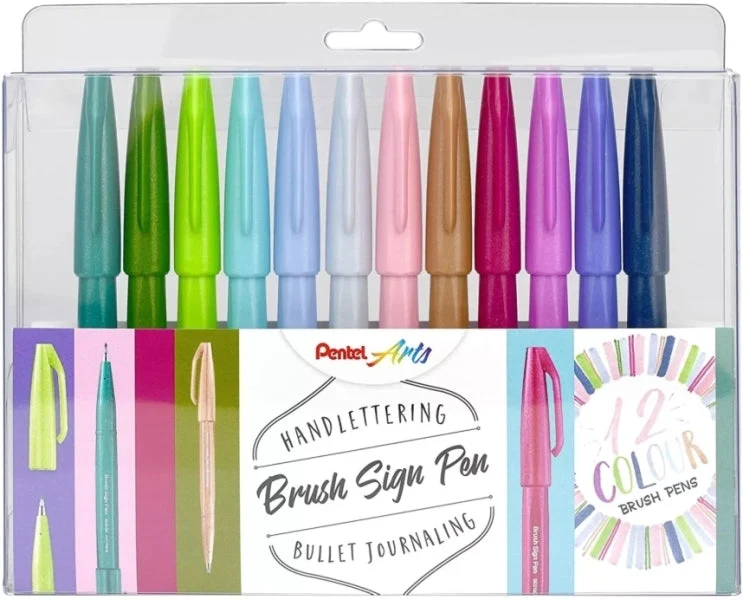 Pentel Brush Sing Pen Rotuladores con Punta de Pincel - Lineas Finas o Gruesas dependiend
