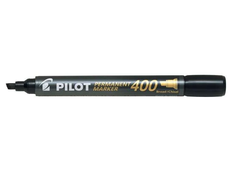 Pilot Rotulador Permanente 400 - Punta Biselada 4,5mm - Trazo 4mm - Color Negro